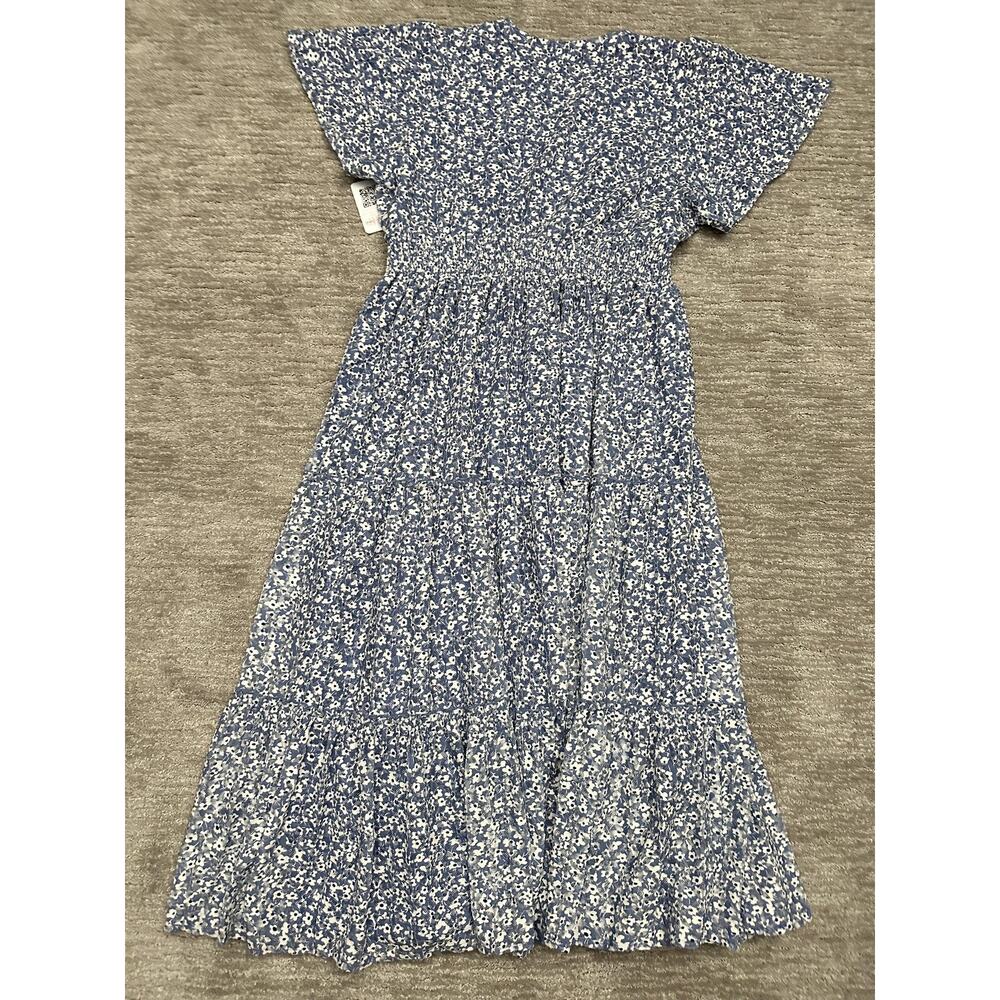 Mikarose Dress Womens XXL Blue Floral Lace Maxi Smocked V Neck Flutter Sleeve - Picture 6 of 16